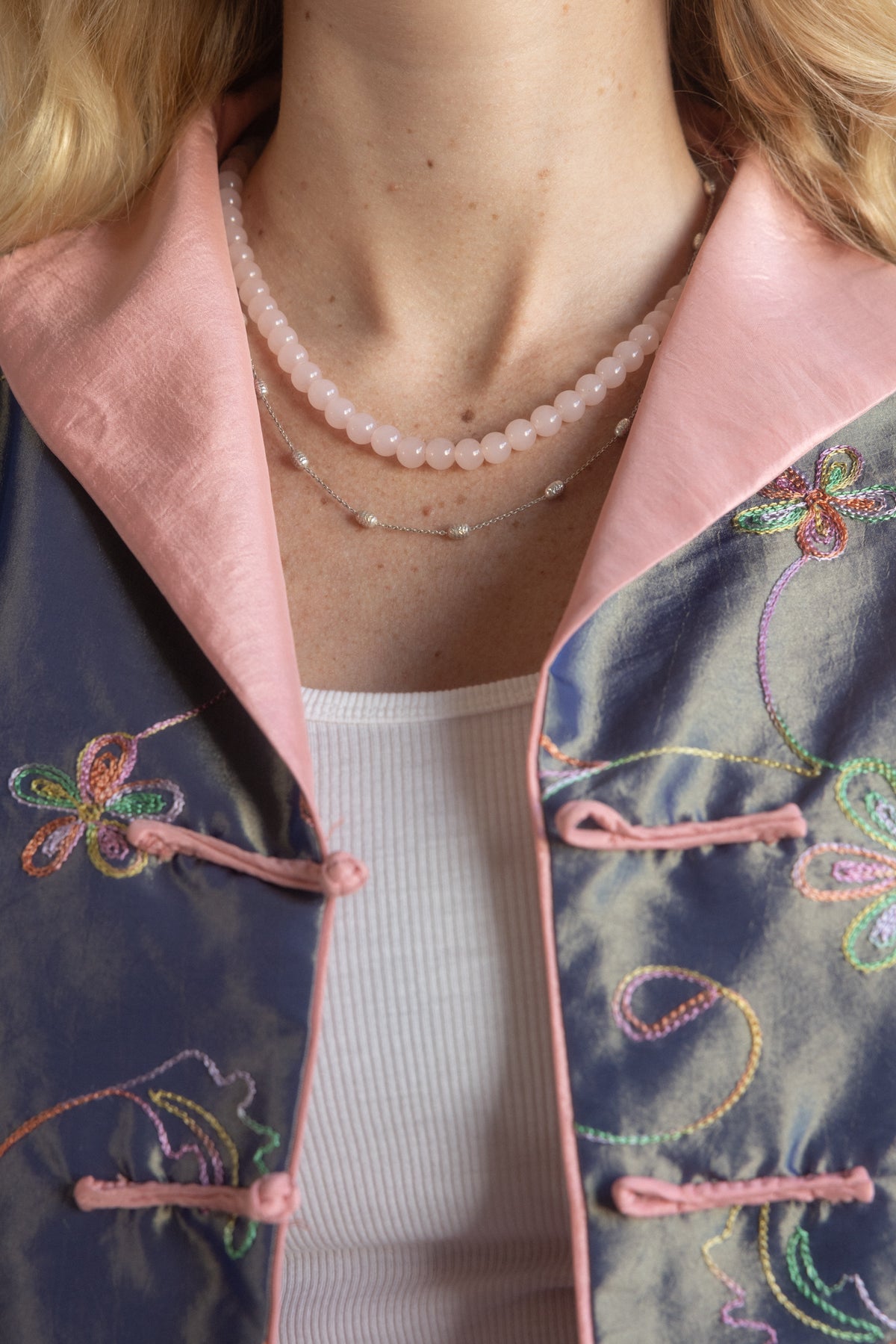 Collar de cuarzo rosa