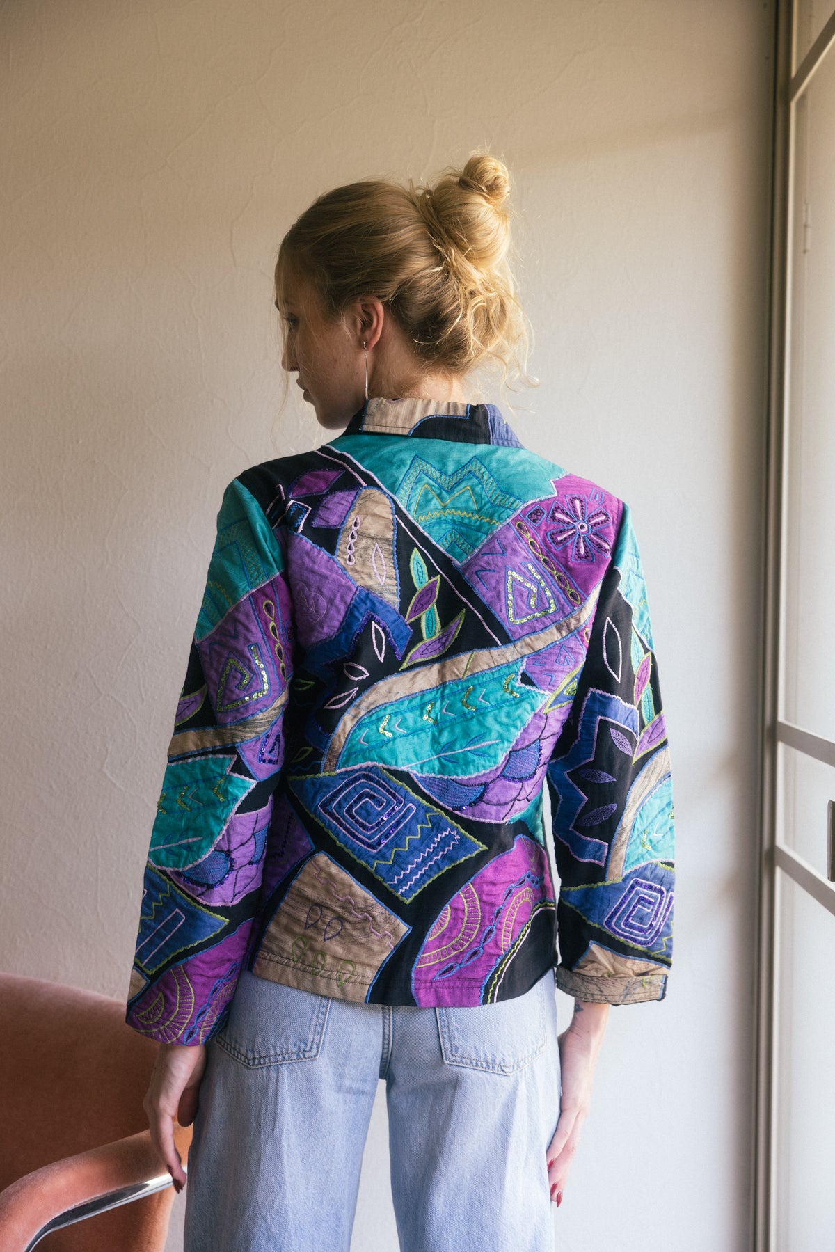 Saco vintage con detalles  de bordado y lentejuela