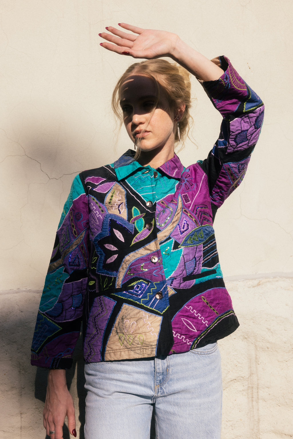 Saco vintage con detalles  de bordado y lentejuela