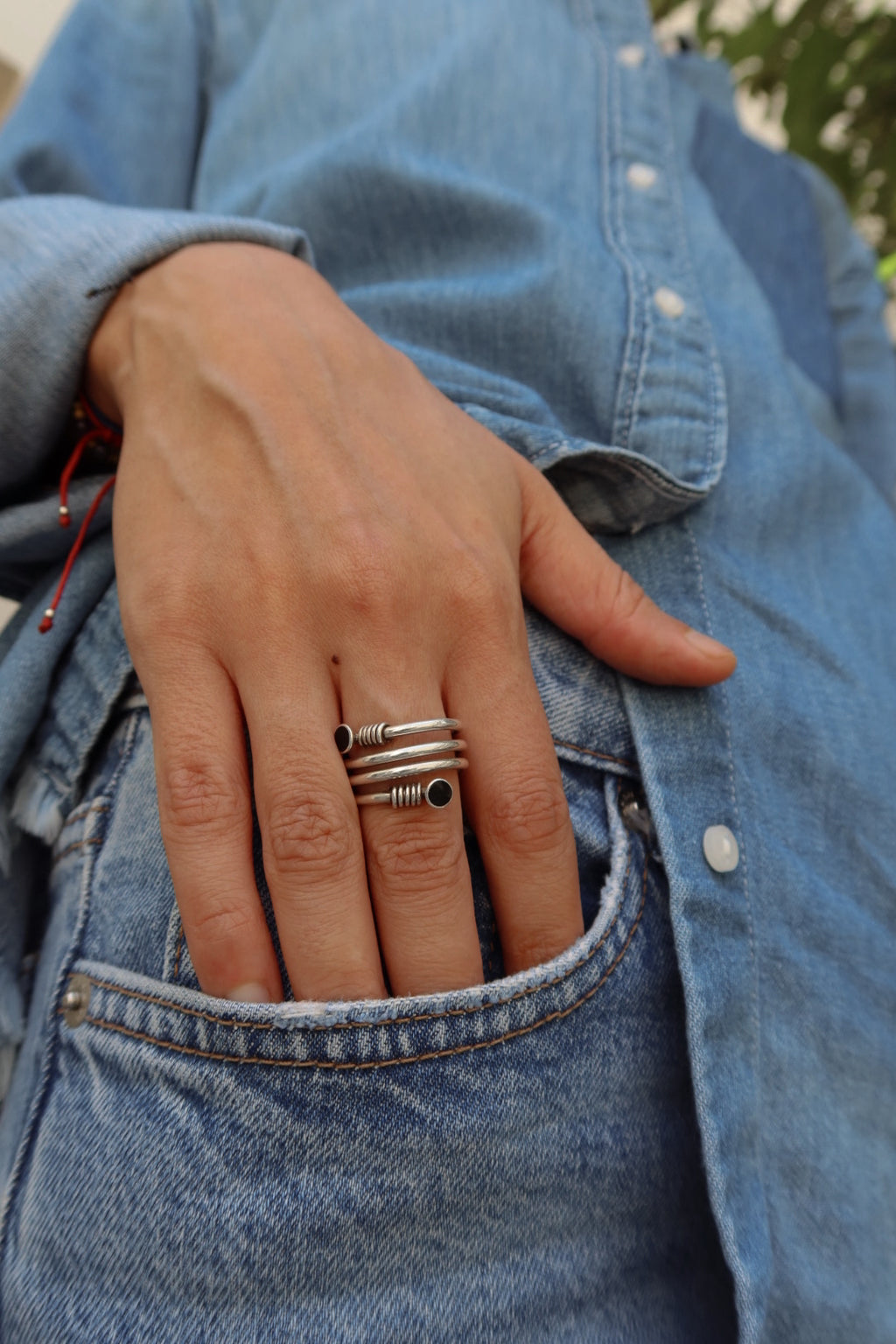 Anillo espiral de plata