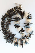 Collar piedra obsidiana y concha nácar