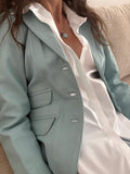 Blazer vintage de piel baby blue